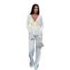 K10781 Factory Wholesale Women's Clothing V-neck Long Sleeve Cardigan Autumn and Winter Leisure Two-Piece Set Good Vibrations