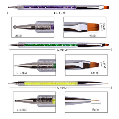 5pcs 2 Way Nail Art Brush Liner Gel Nail Art Painting Pens Polish Dotting Manicure Brushes Set Beauty Tool Good Vibrations