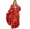 Liu Ming Elegant 2024 Summer Women Outfits Sexy V Neck Printed Long Sleeves Top Vacation Slit Skirt Suit Good Vibrations