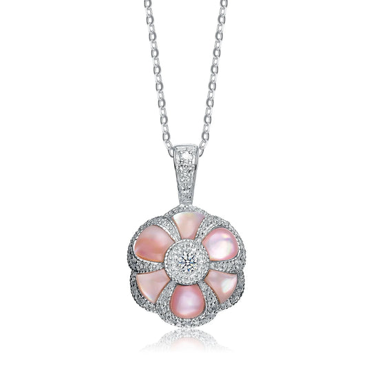 TD Collette Z Sterling Silver Fine Pendant Necklace with Intricate White Cubic Zirconia Stone Good Vibrations
