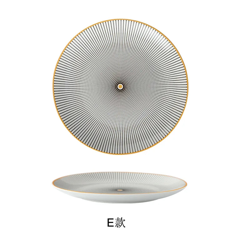 Tableware Ceramic Dinner Plate Set Dish 8/10 Inch Porcelain Cute Dessert Plate Dinnerware Geometric Western Food Steak Plate Good Vibrations