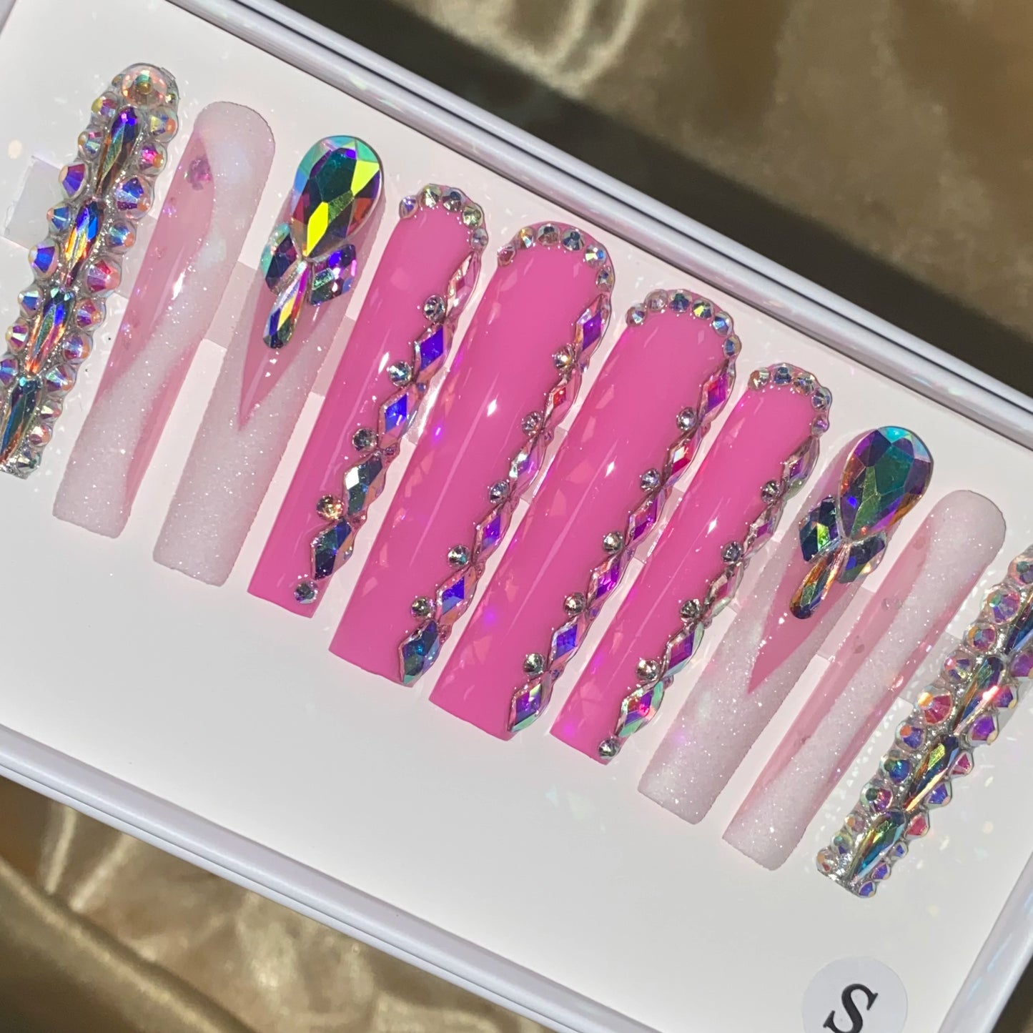 High Quality Multiply Designs 3D Handmade Customize Salon Press on Nails Acrylic Materials Set Good Vibrations