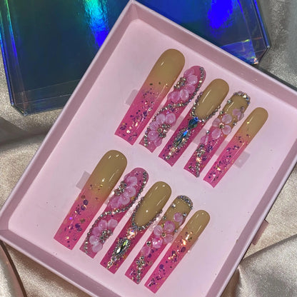 High Quality Multiply Designs 3D Handmade Customize Salon Press on Nails Acrylic Materials Set Good Vibrations