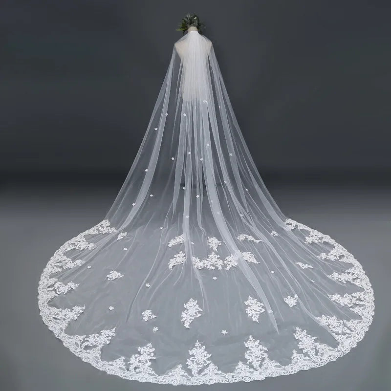 Wholesale Wedding Accessory One-Layer Veils With Lace Flower Bridal Veils 3M 4M 5M Soft Tulle Wedding Veil Good Vibrations