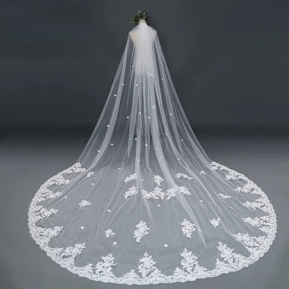 Wholesale Wedding Accessory One-Layer Veils With Lace Flower Bridal Veils 3M 4M 5M Soft Tulle Wedding Veil Good Vibrations