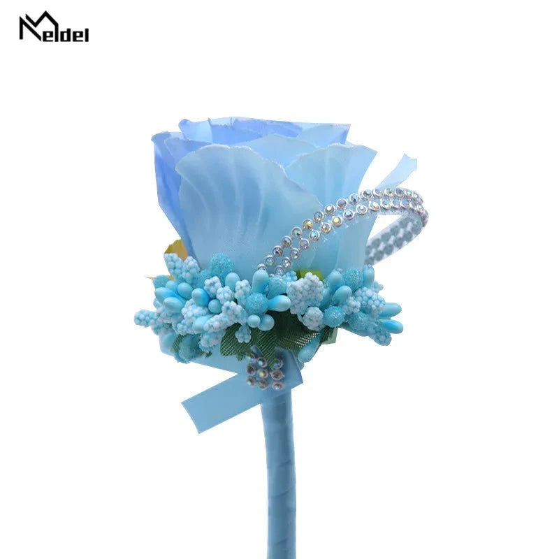 Meldel Wedding Corsages and Boutonnieres Artificial Roses Silk Groom Boutonniere Flower Groomsman Buttonhole Mariage Accessories Good Vibrations