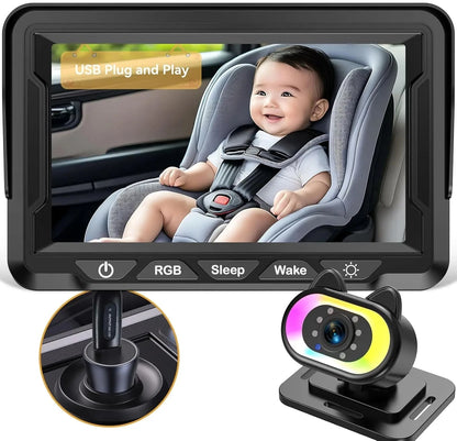 4.3 Inch Security Monitoring Car Backseat Baby Camera Wide Angle HD Night Vision LED Lights LCD Display Good Vibrations