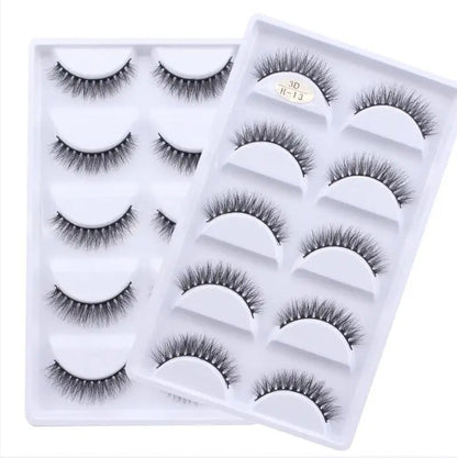 5 Pairs Multipack 3D Soft Mink Hair False Eyelashes Handmade Wispy Fluffy Long Lashes Natural Eye Makeup Tools Faux H13 E08 E01 Good Vibrations