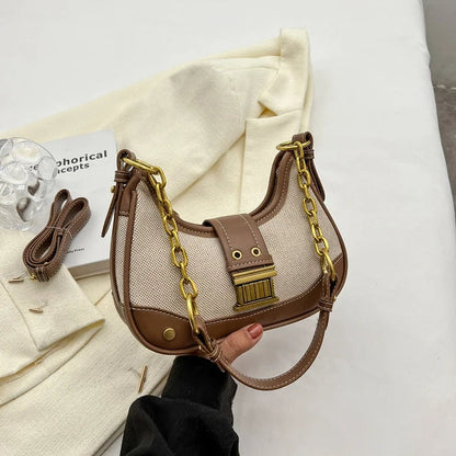 Saddle Small Crossbody Bags for Women 2023 Trend Designer PU Leather Shoulder Bag Ladies Chain Handbags and Purses Good Vibrations
