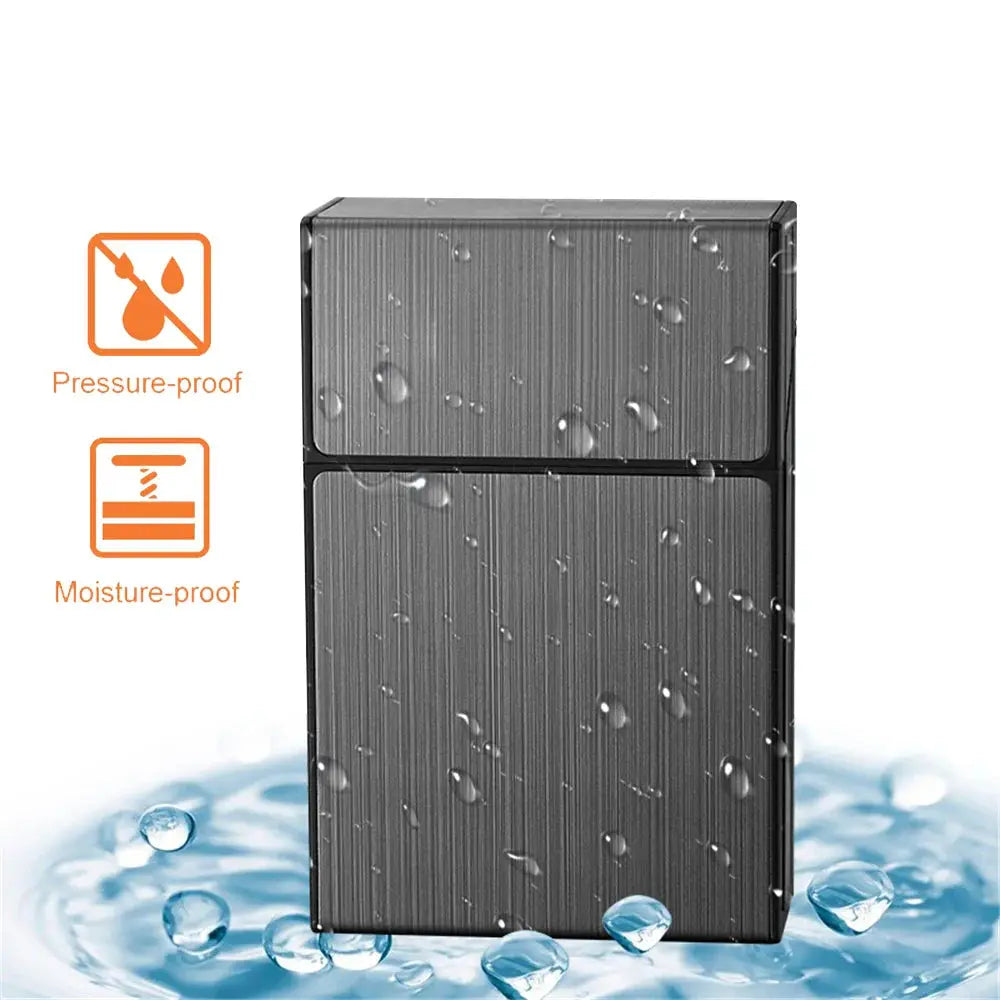 Pressure and moisture-proof portable metal cigarette case for 20 cigarettes, men's gadget.