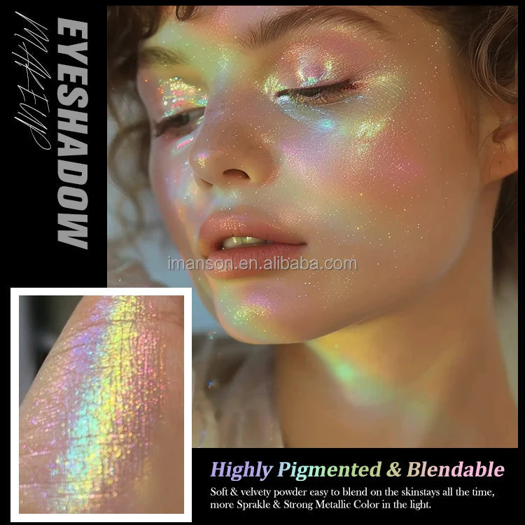 OEM Custom Logo Eye Shadow Private Label Monochrome 26mm Rainbow Multichrome Eyeshadow Good Vibrations