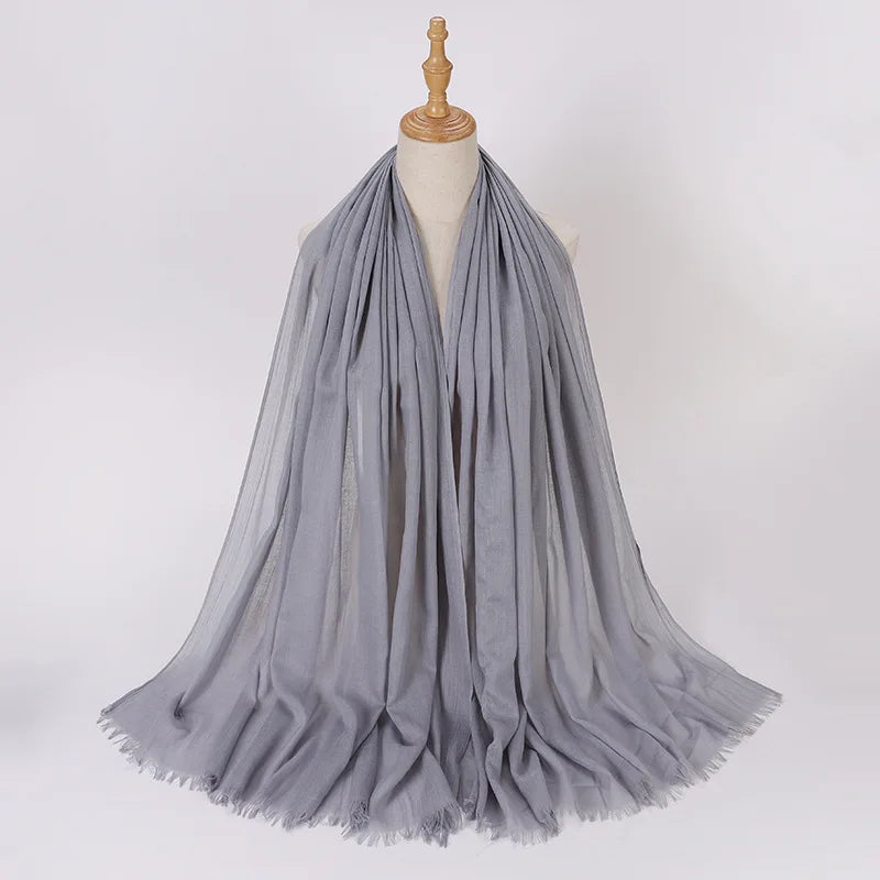 High Quality Viscose Cotton Hijab Shawls Plain Tassels Polyester Veils for Hijab Ladies Good Vibrations