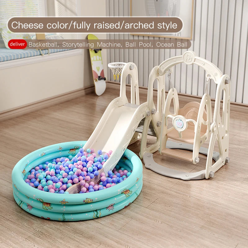 Children's Indoor Playground Equipment Plastic Swing Slide Set & Playhouse Combination for Park Usage Inflatable Type Good Vibrations