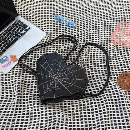 Unique Style Heart Shape PU Leather Backpack for Girls Personality Spider Web Shoulder Bag Purse Backpack Good Vibrations