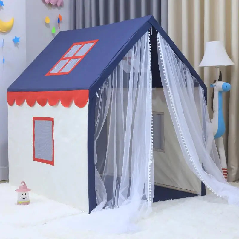 Children's Indoor Play Toys Teepee Luxury Princess Castle Playhouse Bed Wooden House Shaped Tent for Kid Good Vibrations