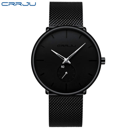 Men Watch CRRJU Watch Women Quartz Dress Watch for Men Dress Watches Fashion Unisex Ultra Thin Wristwatch Relojes Para Hombre Good Vibrations