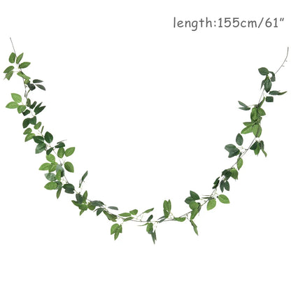 Wedding Decoration Artificial Fake Leaves Vines Eucalyptus Garlands Wall Hanging Plant Ivy Birthday Party Wedding Table Decor Good Vibrations