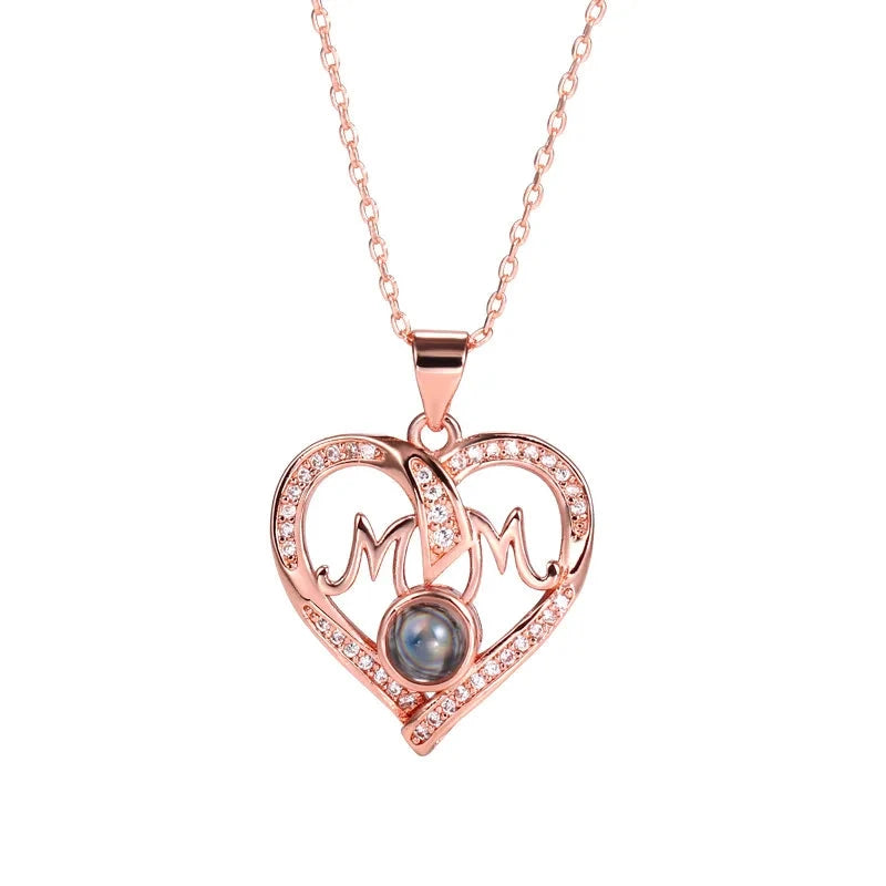 SSeeSY Hot Sale Personalized Custom Design Gemstone Copper Fashion Jewelry Mothers Day Gift Heart Pendant Mom Necklace for Women Good Vibrations
