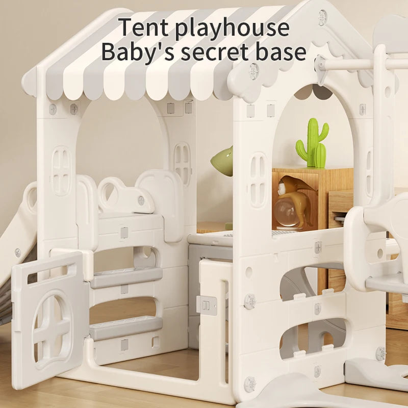 Feelbaby Indoor Playground Equipment White Plastic Toy Set Swings Slide for Kids for Home Garden Shopping Malls Playhouse Good Vibrations