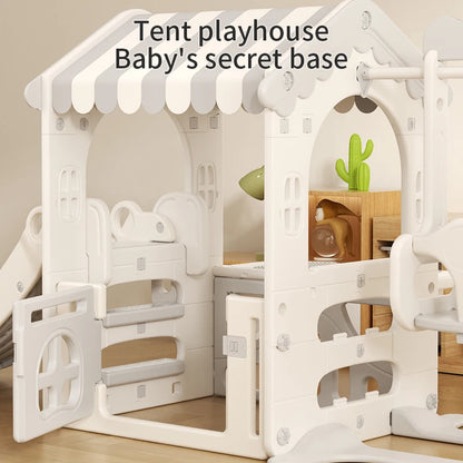 Feelbaby Indoor Playground Equipment White Plastic Toy Set Swings Slide for Kids for Home Garden Shopping Malls Playhouse Good Vibrations