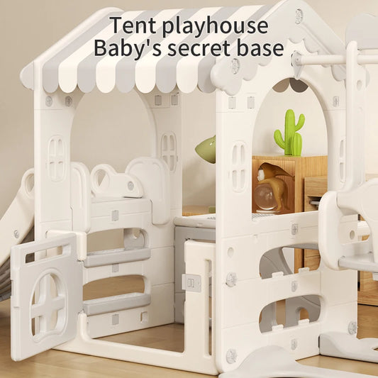 Feelbaby Indoor Playground Equipment White Plastic Toy Set Swings Slide for Kids for Home Garden Shopping Malls Playhouse Good Vibrations