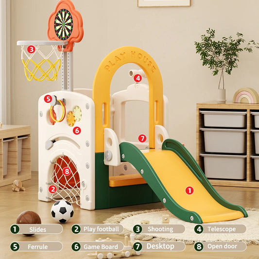 Feiqi Kids Fun Space Slide  Tent House Playhouse  Home Children's Playground Plastic Toy Baby Slides Set for Kids Indoor Good Vibrations