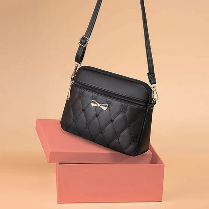 New Arrival Simple Shoulder Bags for Women Embroidery Heart Crossbody Purse Female Leather Black Handbag Small Messenger Bag Good Vibrations