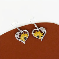 FCJ Cute Lady Animal Bee Sunflower Heart Earrings Fashionable Sunflower Heart Design for Women Good Vibrations