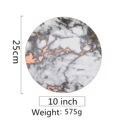 European Style Marble Plates Ceramic Dinner Set Gold Inlay Porcelain Dessert Plate Steak Salad Snack Cake Plates Tableware Good Vibrations