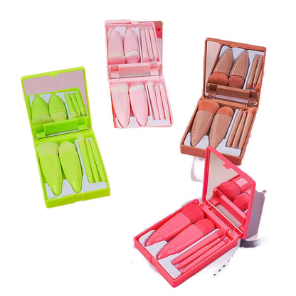 Makeup Brushes Set Travel 5-Piece Multi-Function Synthetic Hair Fan Brush Cosmetic Kit for Powder Blush Foundation Eye Shadow Good Vibrations