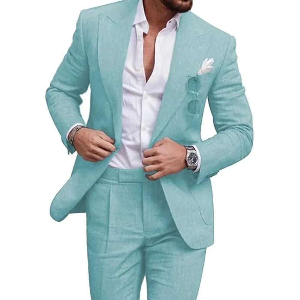 S-4XL Men Suits Prom Tuxedo Slim Fit 2 Piece Groom Wedding Suits for Men Custom Blazer 2 Pieces (jacket+pant)