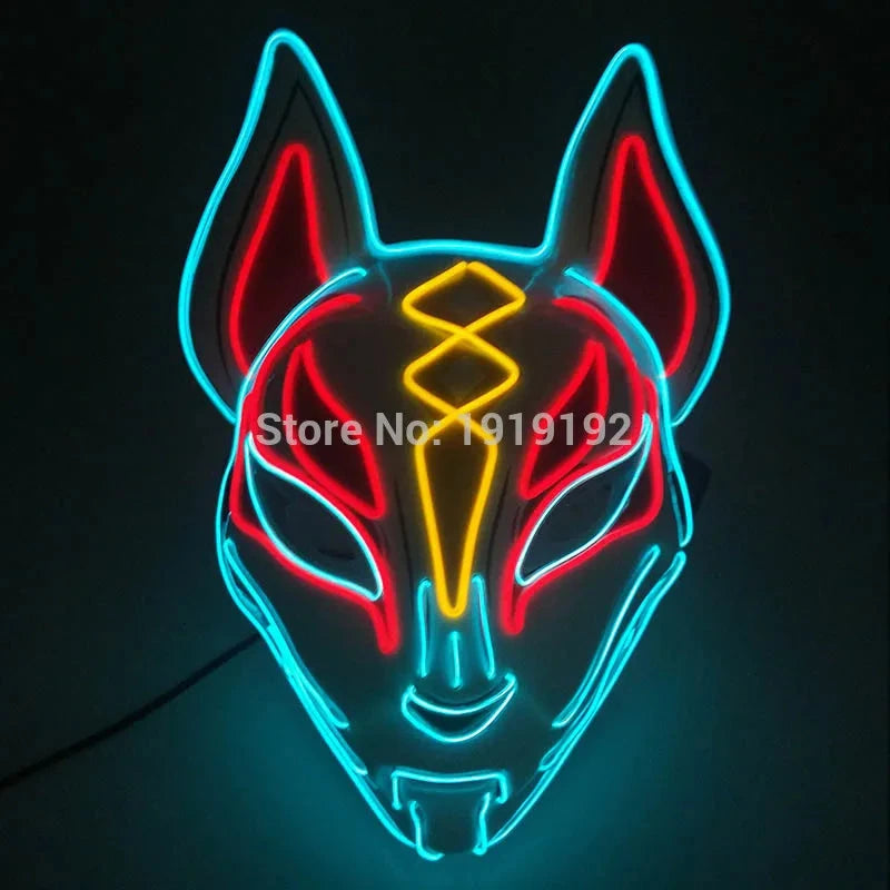 Halloween Carnival Party Costume Decoration Luminous LED Mask Halloween Mask LED Maske Light Up Party Masks for Glow Party Good Vibrations