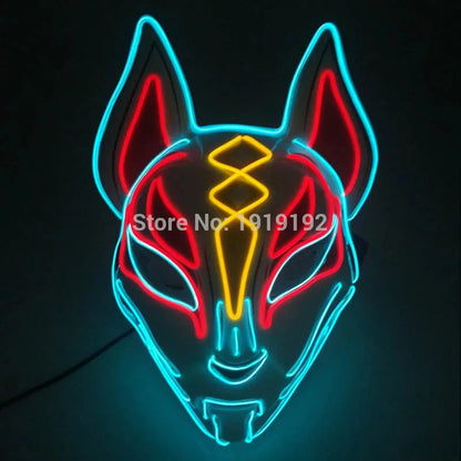 Halloween Carnival Party Costume Decoration Luminous LED Mask Halloween Mask LED Maske Light Up Party Masks for Glow Party Good Vibrations