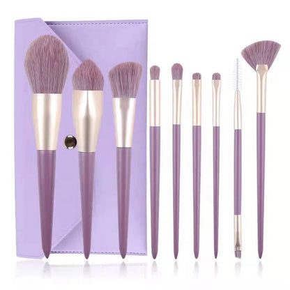 Custom Logo 9 Piece Purple Sweet Makeup Brush Set Soft Hair Eye Shadow Brush Eyebrow Foundation Blush Brushes Set with PU Bag Good Vibrations