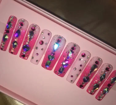 High Quality Multiply Designs 3D Handmade Customize Salon Press on Nails Acrylic Materials Set Good Vibrations