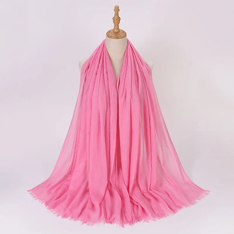 High Quality Viscose Cotton Hijab Shawls Plain Tassels Polyester Veils for Hijab Ladies Good Vibrations