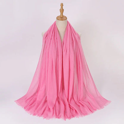 High Quality Viscose Cotton Hijab Shawls Plain Tassels Polyester Veils for Hijab Ladies Good Vibrations