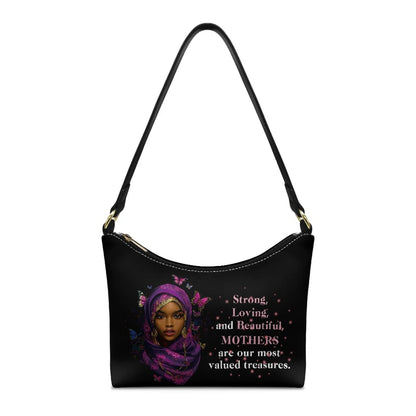 Nice Purple Flowers Birds Print Women's Single Shoulder Bag Fashionable Underarm Design Zip Portable All-Match Mother's Day Gift Good Vibrations