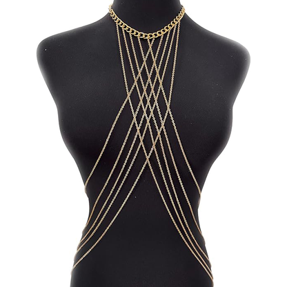 Harness Body Chain Sexy Layered Tassel Belly Waist Chain Necklace Boho Hot Bikini Nightclub Party Beach Body Jewelry Gold Tone Good Vibrations