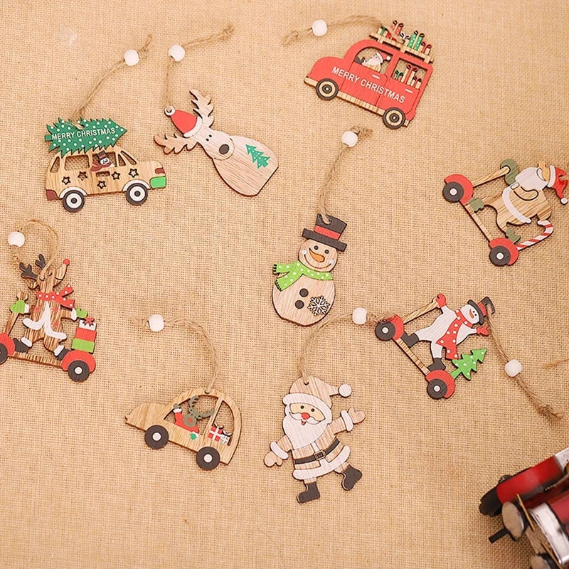 Christmas Wooden Pendant Merry Christmas Tree Decoration for Home 2025 Christmas Ornament Xmas Navidad Gifts Happy New Year 2026 Good Vibrations