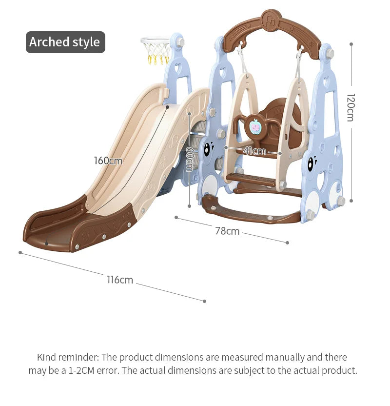 Indoor 6-in-1 Plastic Swing and Slide Set for Kids PE Baby Climbing Equipment Kindergarten Daycare Playhouse Good Vibrations