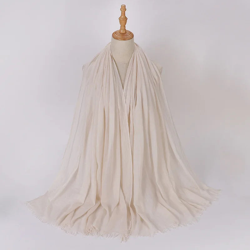 High Quality Viscose Cotton Hijab Shawls Plain Tassels Polyester Veils for Hijab Ladies Good Vibrations
