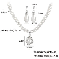 Pearl Jewelry Set for Women Water Drop Dangle Earrings Crystal Pendants Imitation Pearl Beads Necklaces femme brincos e colares Good Vibrations Adult Super Store
