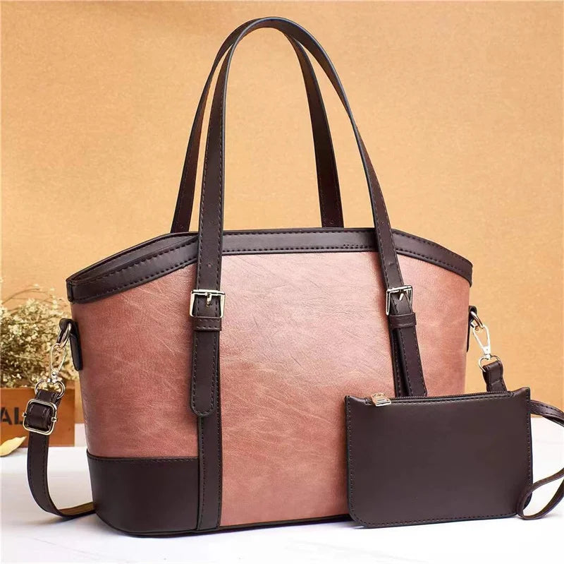 2022 New Bags Foreign Trade Models Stitching Design Shoulder Bag Large Capacity Mother and Child Bag Handbag Sets Good Vibrations