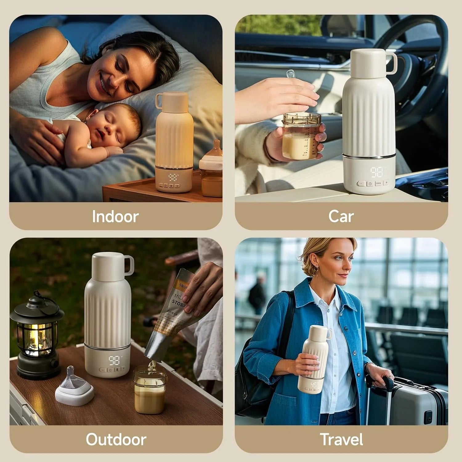 USA Warehouse 2025 New Design Multi-Function Adjustable Temperature Travel Baby Feeding Portable Breast Milk Bottle Warmer Good Vibrations