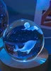 Gift Custom 3d Art 6cm Crystal Ball Night Lamp Luminous USB Wood Base Glowing Decoration Solar System Led Night Lights Good Vibrations