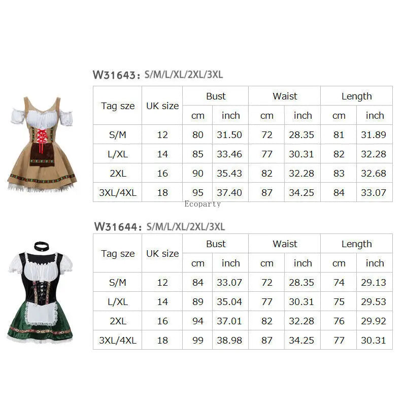 3xl Women Oktoberfest Costume German Bavarian Dirndl Beer Maid Fancy Dress German Bavarian Beer Outfit Cosplay Halloween Costume Good Vibrations