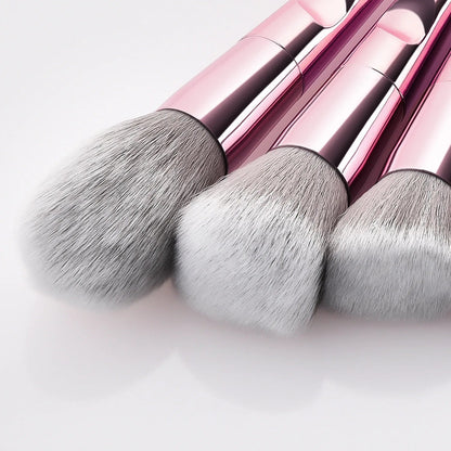 HMU Custom Logo Drop Shipping 10pcs Beautiful Wholesale Pink Plastic Brand Customised Make up Brushes Good Vibrations