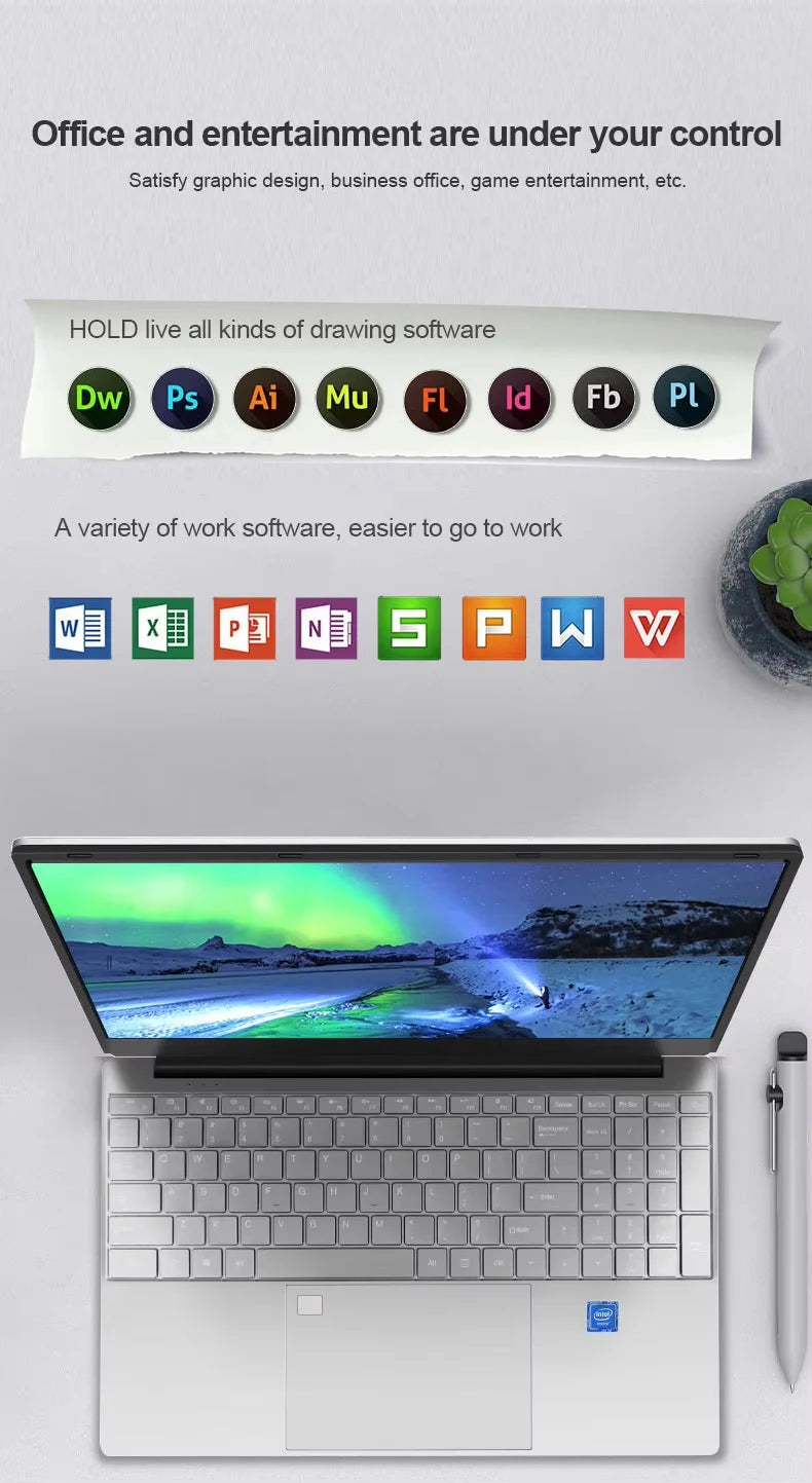 High Quality Laptops Intel N5095 Notebook PC 15.6 Inch 12GB RAM 256GB SSD 1920*1080P Personal&Home Computer Laptops Good Vibrations