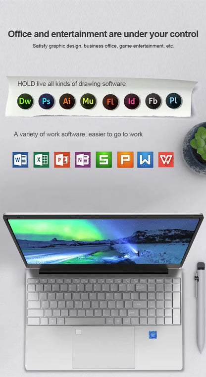 High Quality Laptops Intel N5095 Notebook PC 15.6 Inch 12GB RAM 256GB SSD 1920*1080P Personal&Home Computer Laptops Good Vibrations